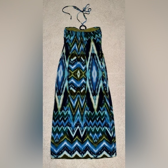 Valerie Bertinelli Boho Chevron Multicolor Maxi Dress Built In Bra Woman Size 6 - Picture 9 of 9